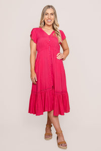 Genie Midi Dress in Lipstick