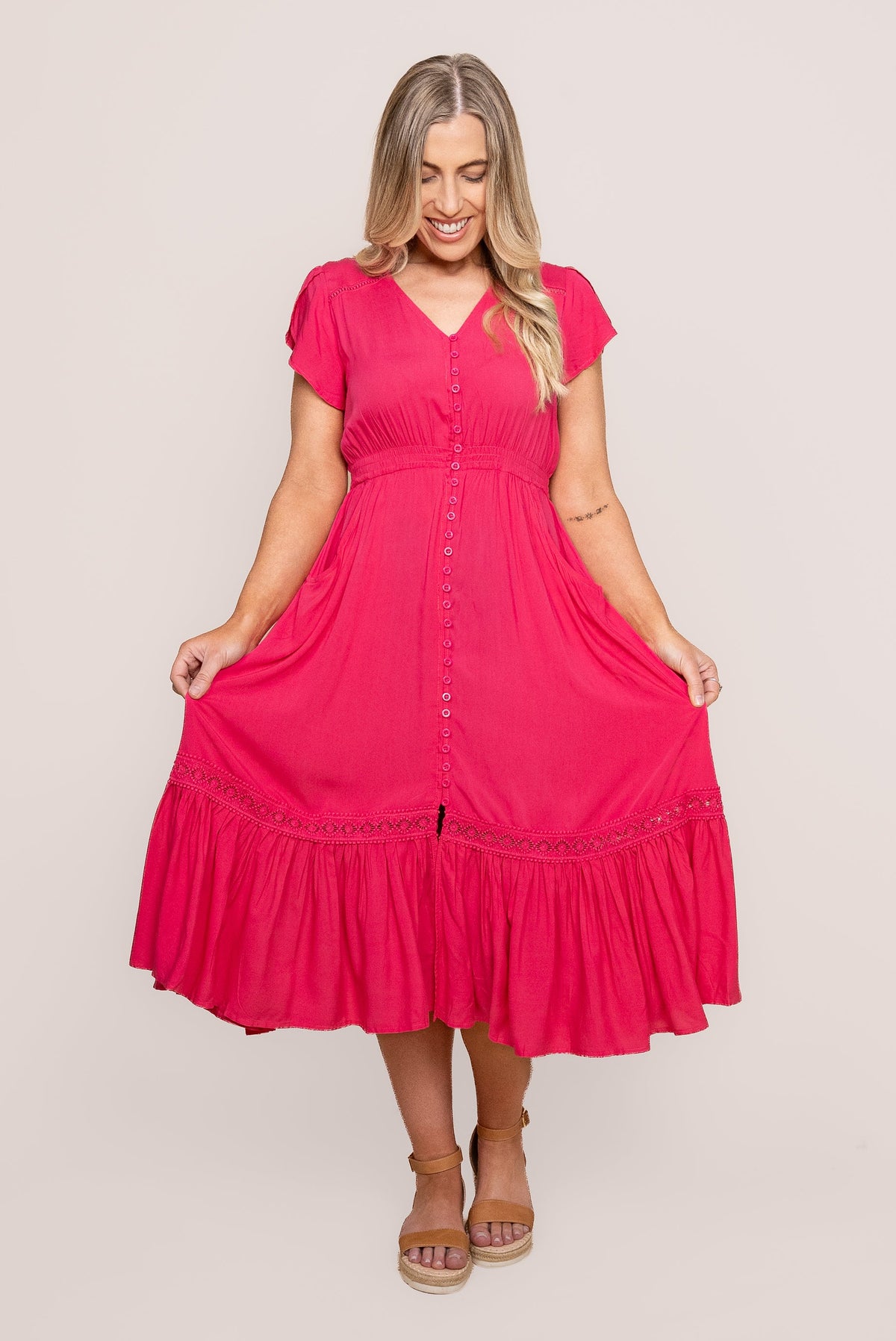 Genie Midi Dress in Lipstick