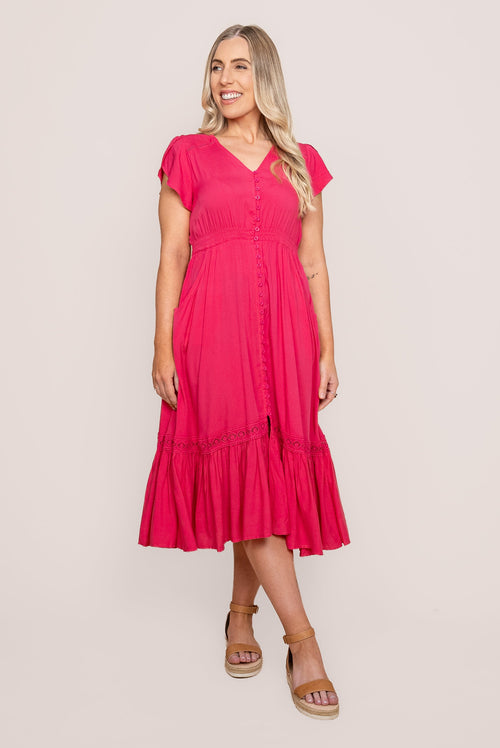 Genie Midi Dress in Lipstick