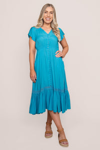 Genie Midi Dress in Ocean