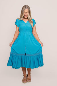Genie Midi Dress in Ocean