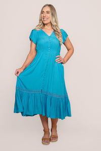 Genie Midi Dress in Ocean