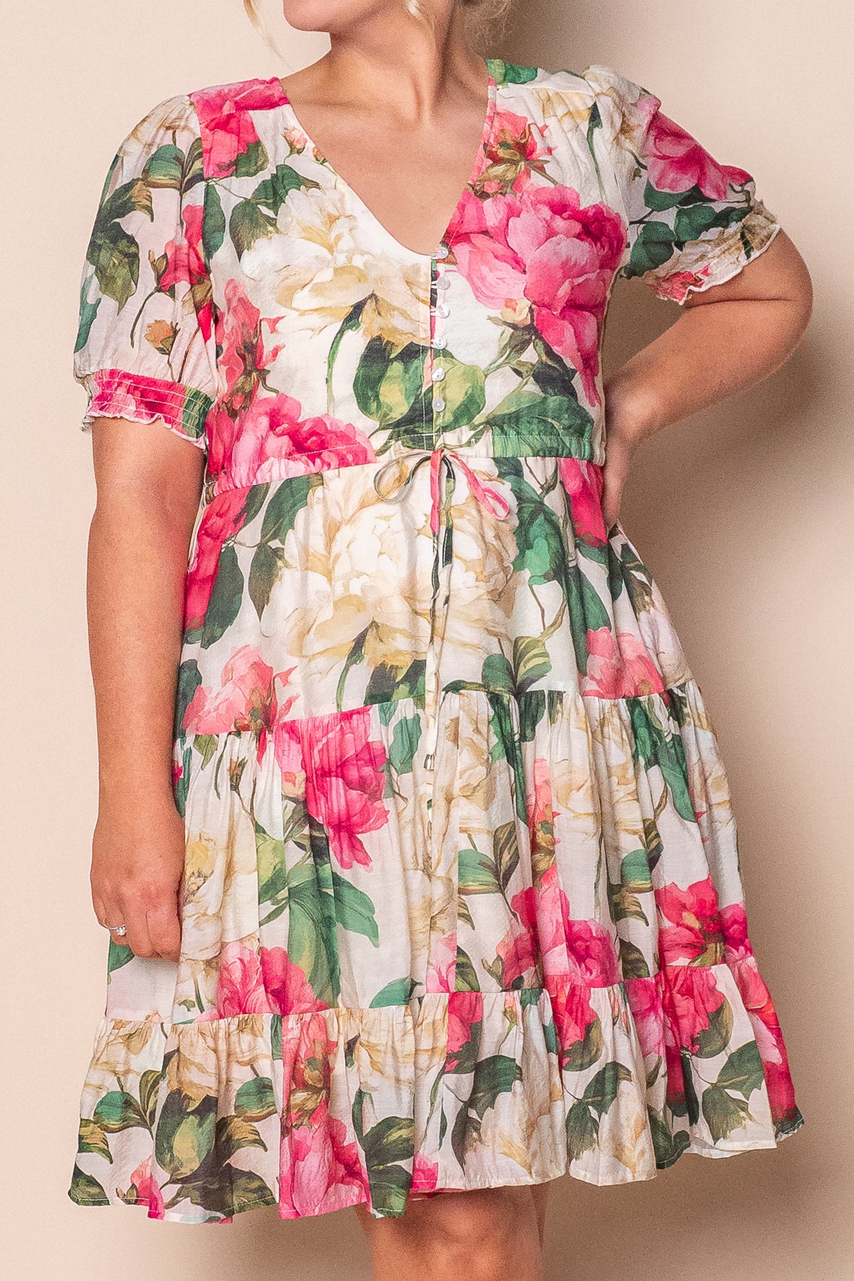 Ginger Floral Dress in Pink Multi