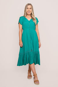 Genie Midi Dress in Jade