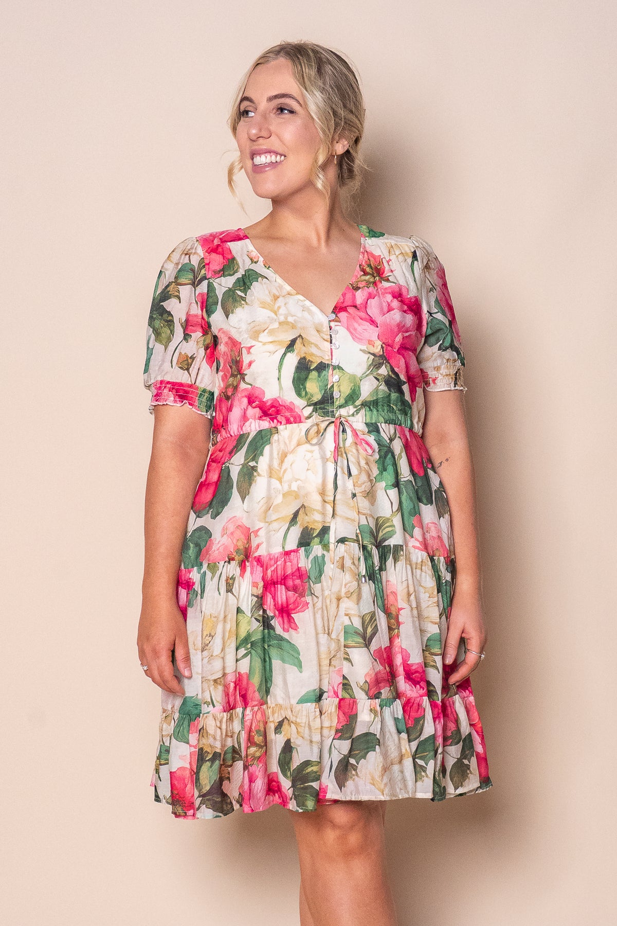 Ginger Floral Dress in Pink Multi