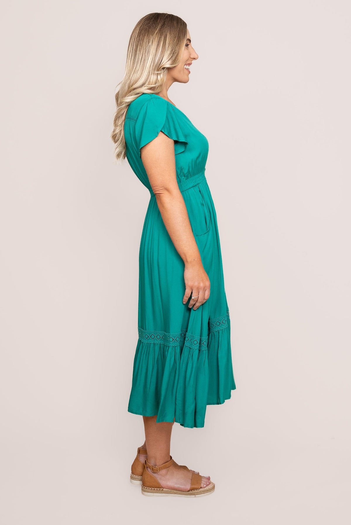 Genie Midi Dress in Jade