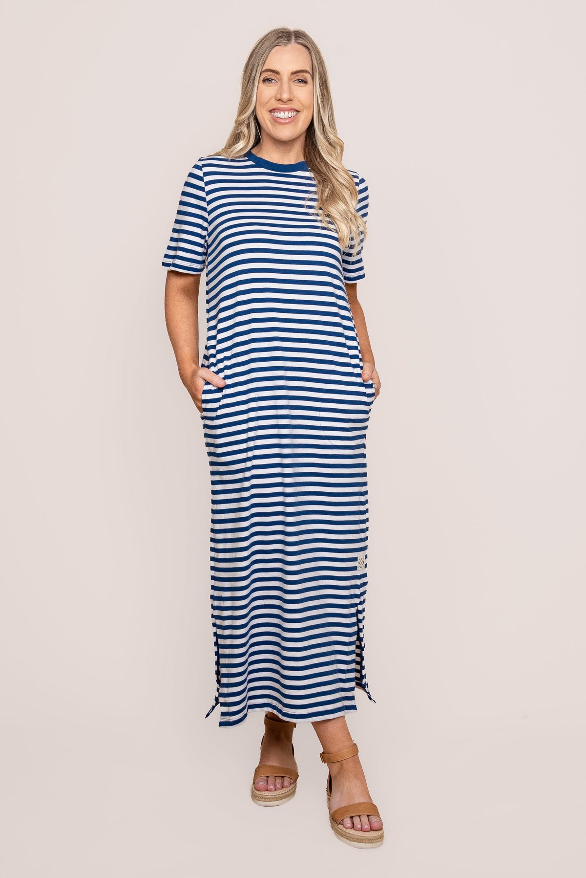 Merry Tee Dress in China Blue/White Stripe - Elm