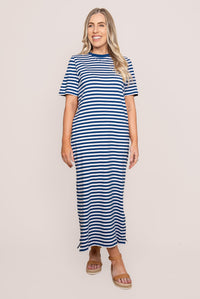 Merry Tee Dress in China Blue/White Stripe - Elm