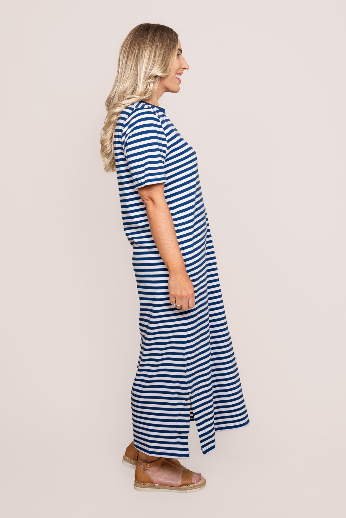 Merry Tee Dress in China Blue/White Stripe - Elm
