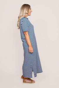 Merry Tee Dress in China Blue/White Stripe - Elm