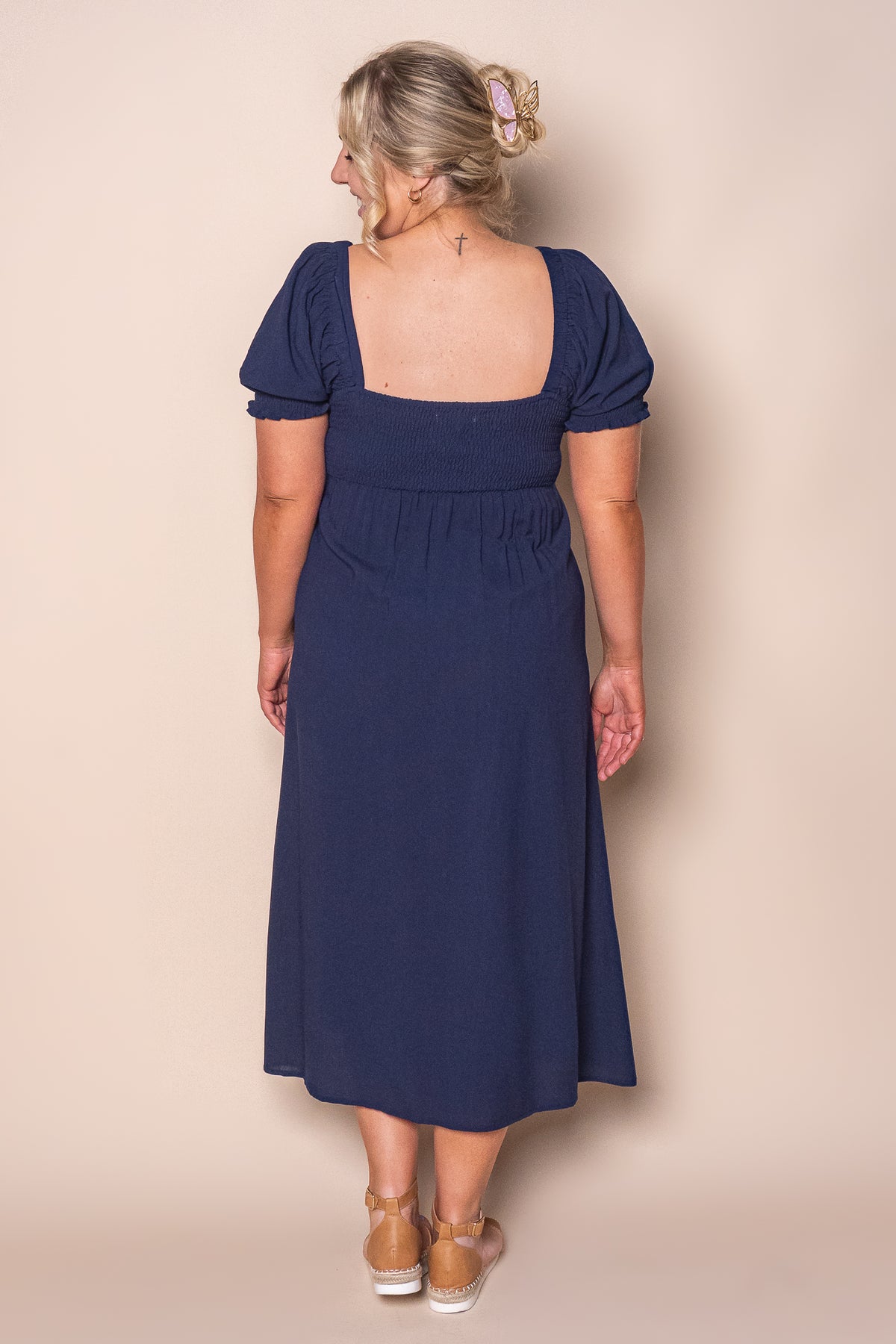 Sienna Midi Dress in Navy