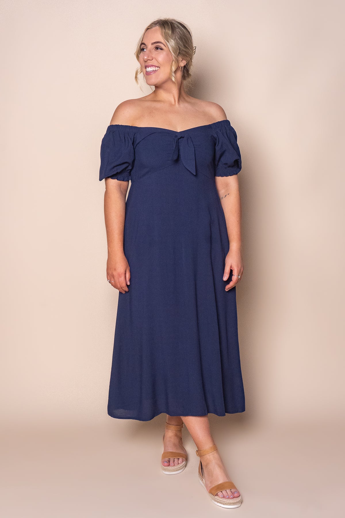 Sienna Midi Dress in Navy