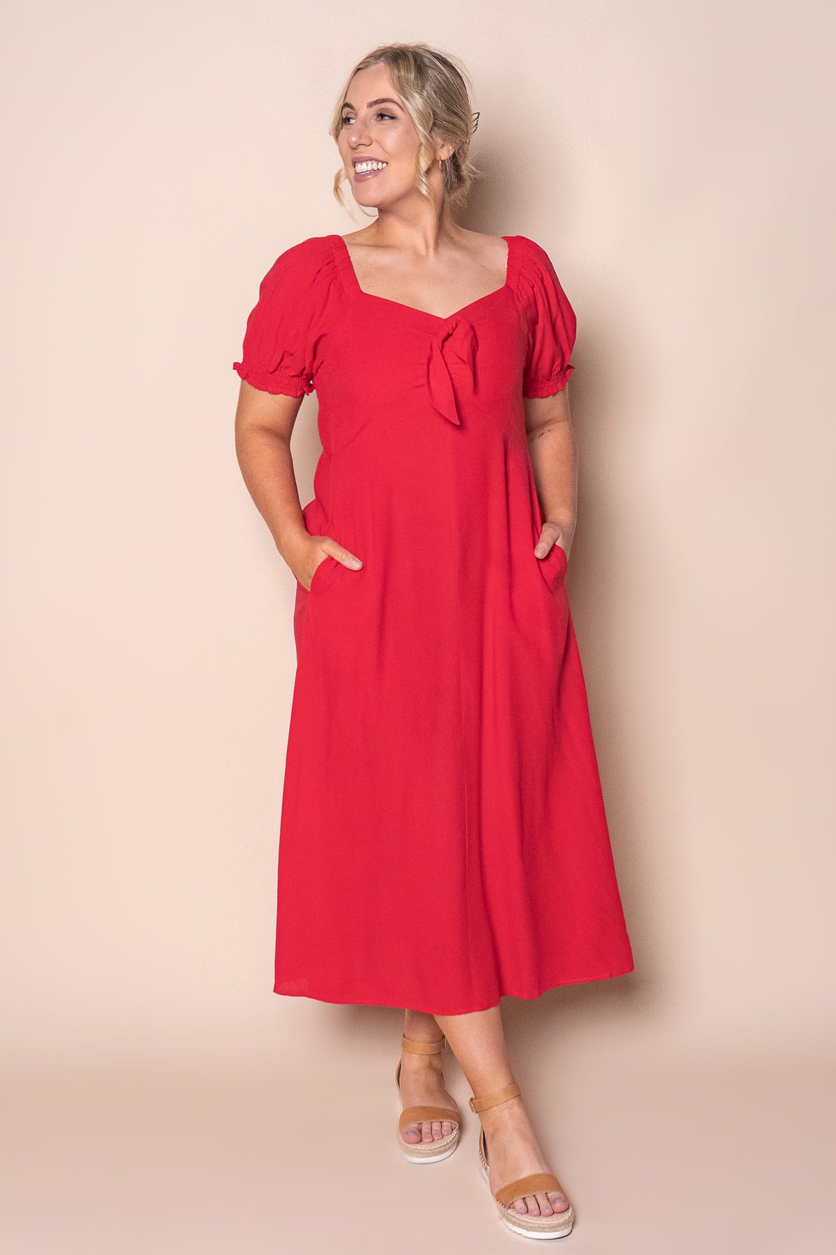 Sienna Midi Dress in Red