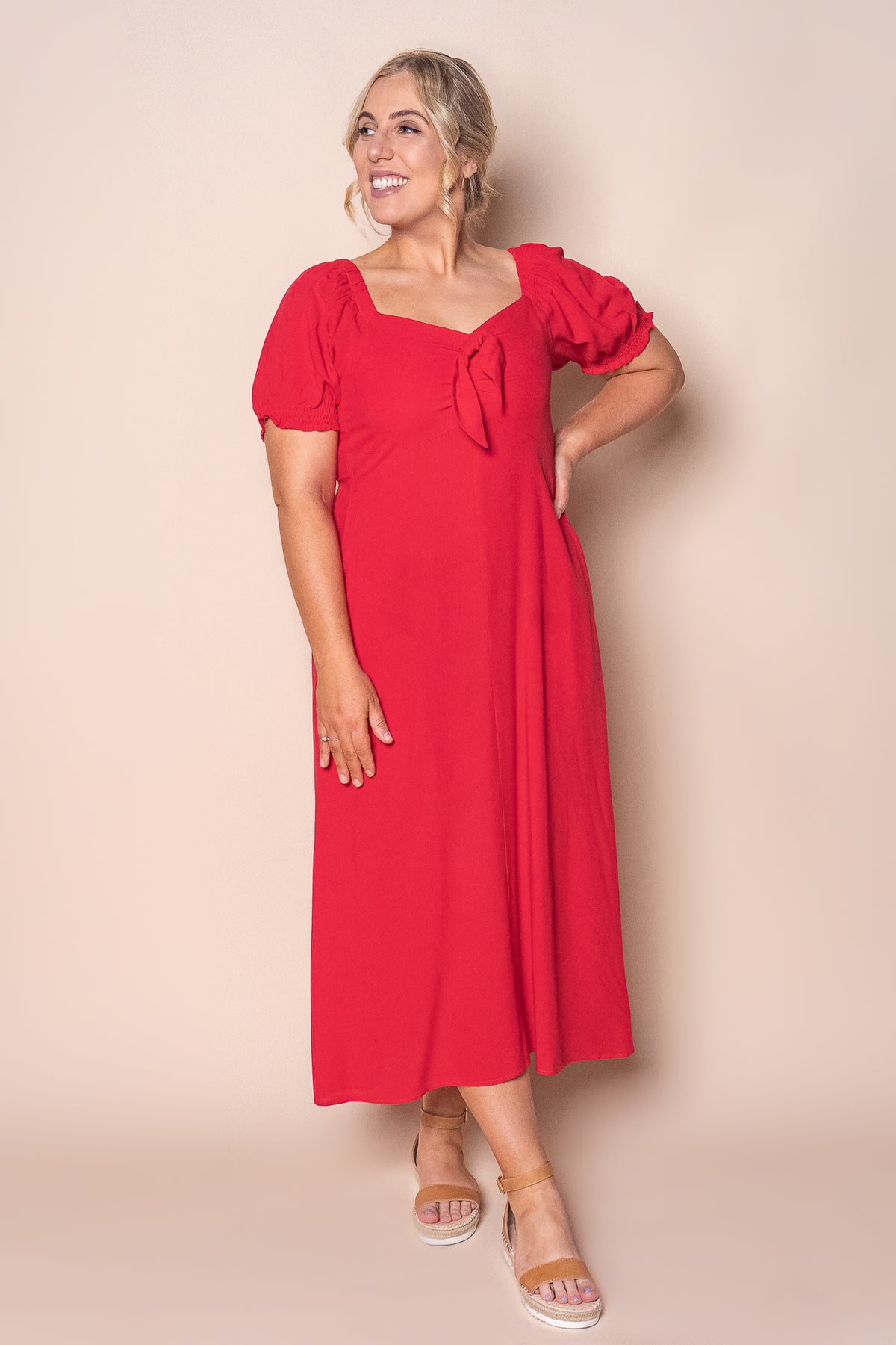 Sienna Midi Dress in Red