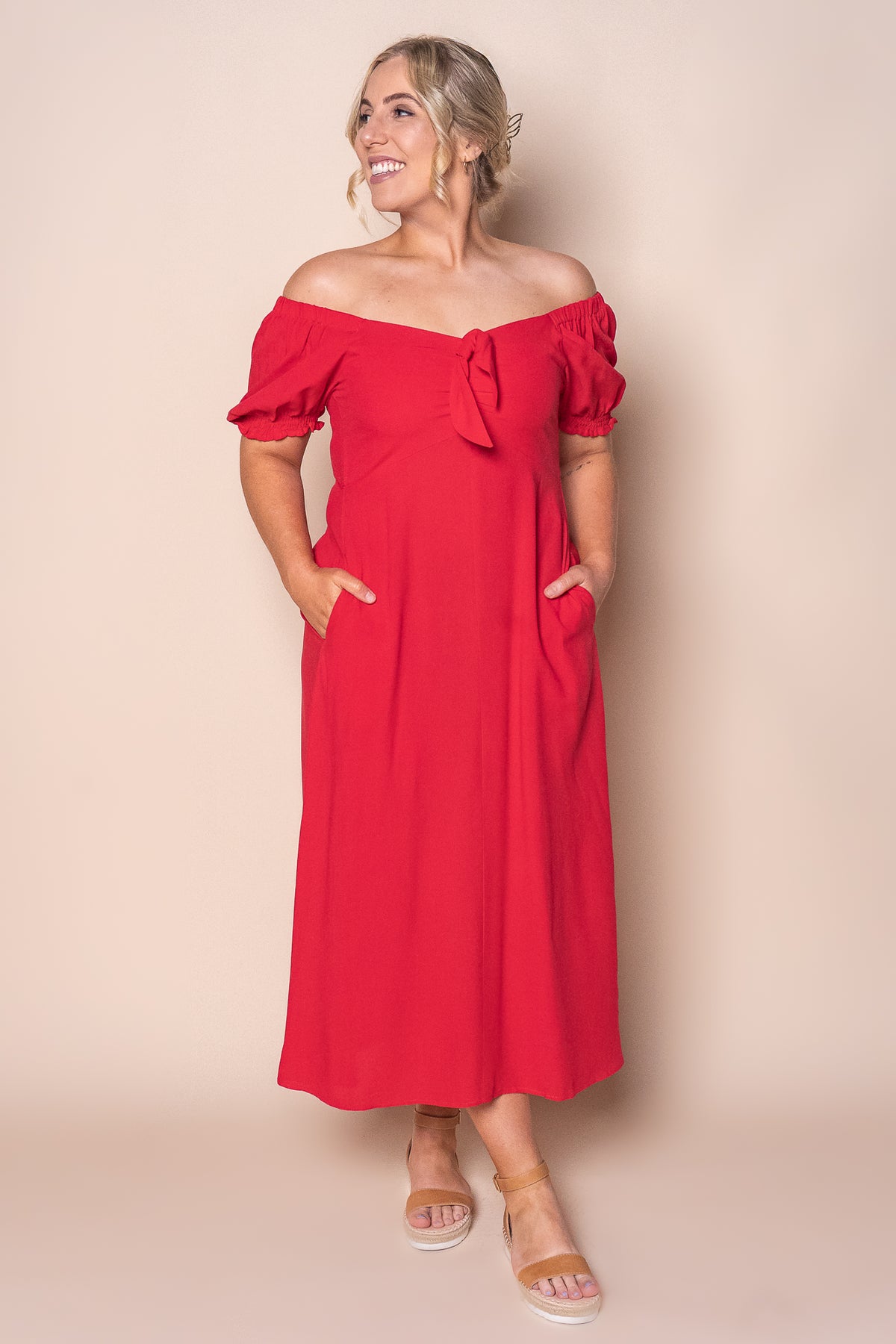 Sienna Midi Dress in Red