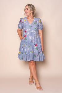 Winsletta Floral Striped Dress in Blue