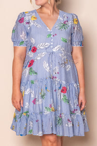 Winsletta Floral Striped Dress in Blue