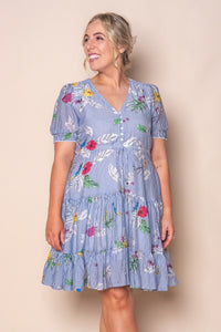 Winsletta Floral Striped Dress in Blue