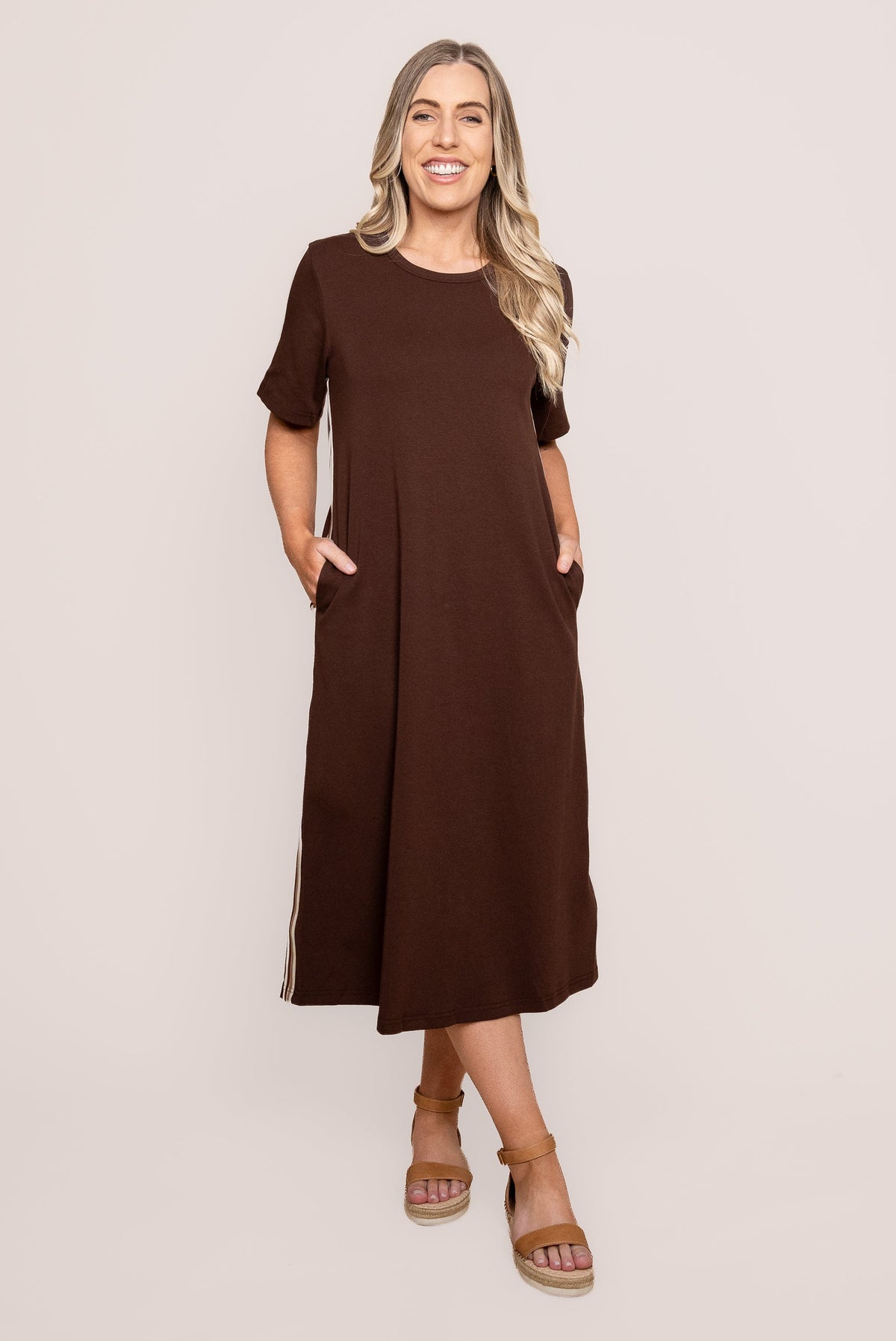 Loretta Midi Dress in Chocolate