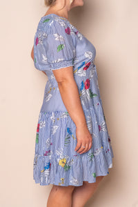 Winsletta Floral Striped Dress in Blue