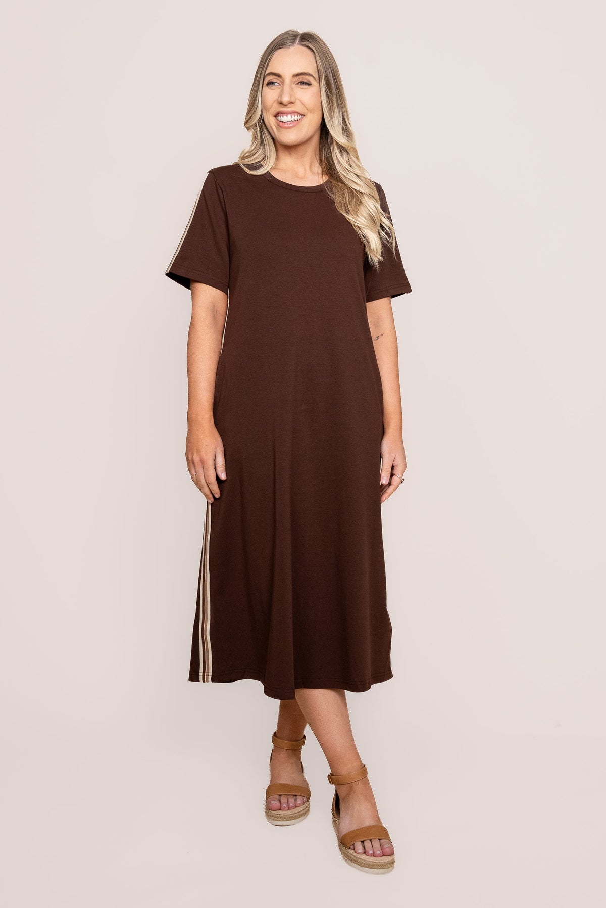 Loretta Midi Dress in Chocolate