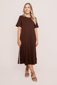 Loretta Midi Dress in Chocolate