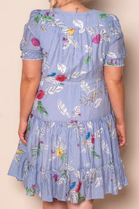 Winsletta Floral Striped Dress in Blue