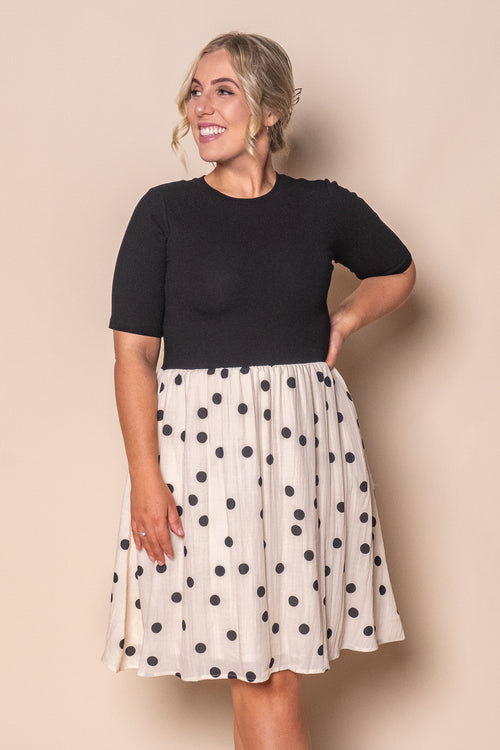 Solenne Polka Dot Dress in Black/Ivory