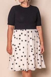 Solenne Polka Dot Dress in Black/Ivory