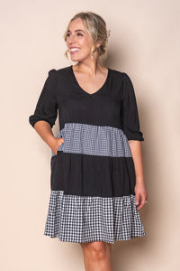 Prunella Checked Dress in Black
