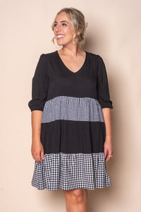 Prunella Checked Dress in Black