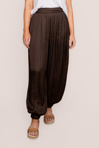 Kendall Satin Pants in Chocolate