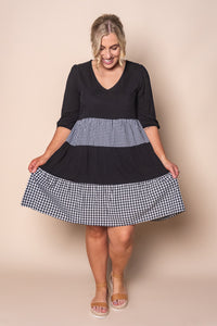 Prunella Checked Dress in Black
