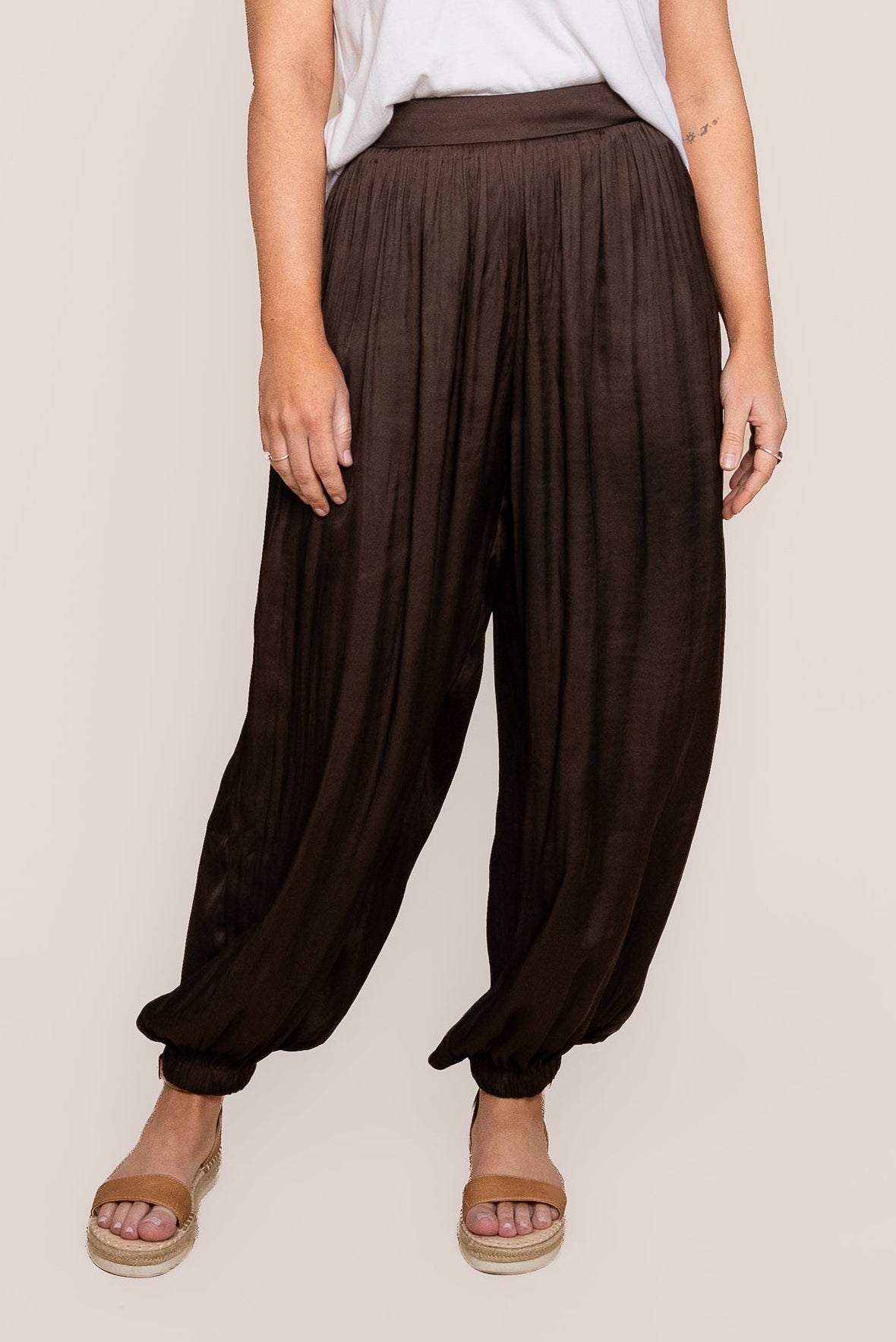 Kendall Satin Pants in Chocolate
