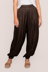 Kendall Satin Pants in Chocolate
