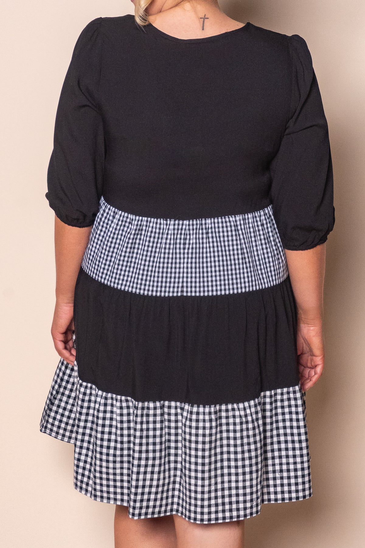 Prunella Checked Dress in Black