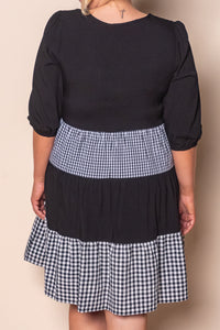 Prunella Checked Dress in Black
