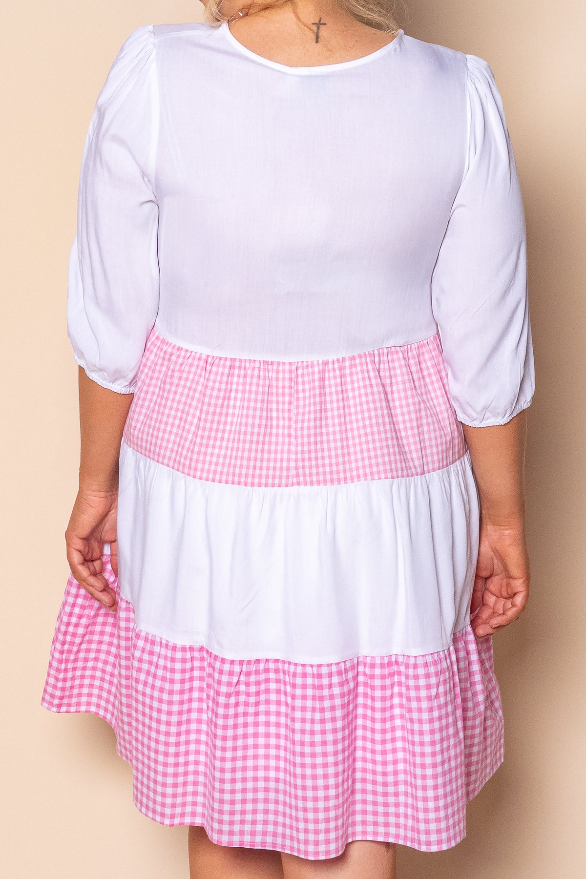 Prunella Checked Dress in White