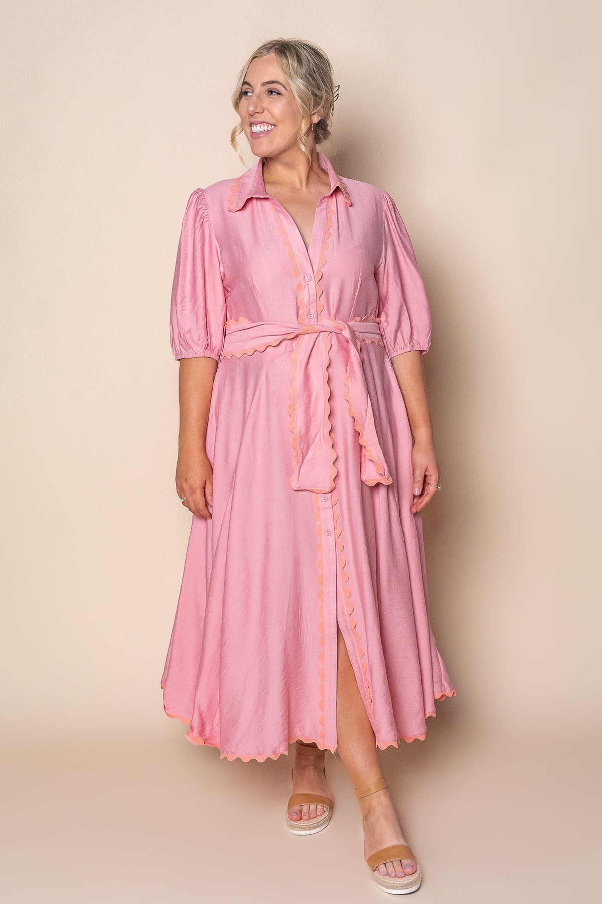 Sherry Midi Dress in Pink