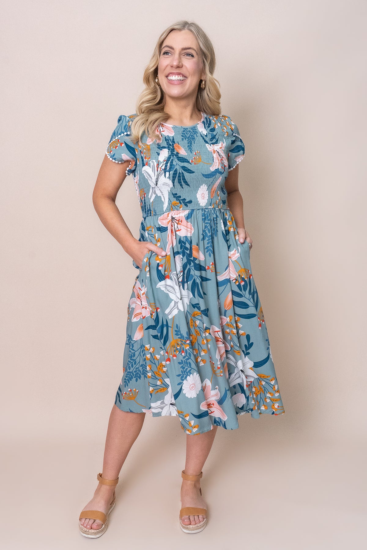 Edith Dress in Tropical Teal