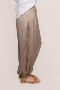 Kendall Satin Pants in Taupe