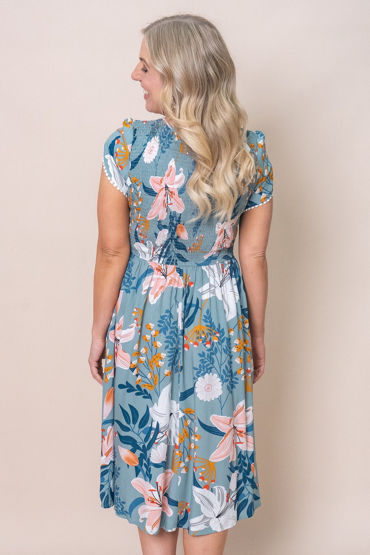 Edith Dress in Tropical Teal