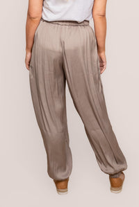Kendall Satin Pants in Taupe