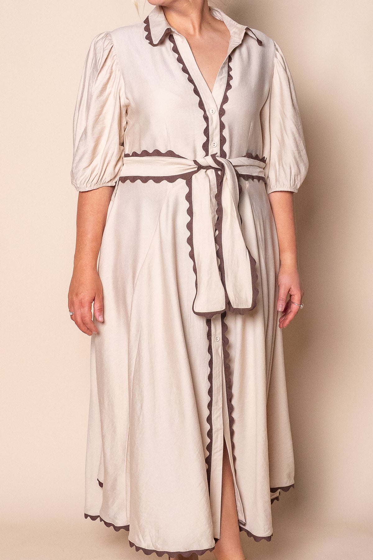 Sherry Midi Dress in Beige