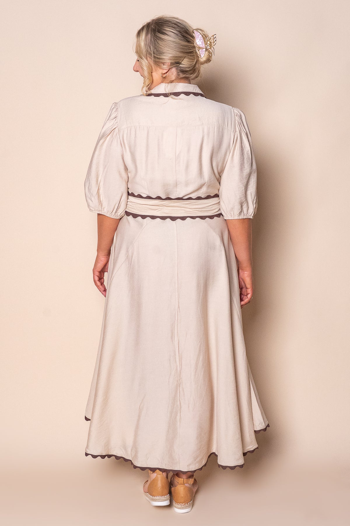 Sherry Midi Dress in Beige