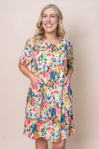 Delaney Dress in Pink Multi