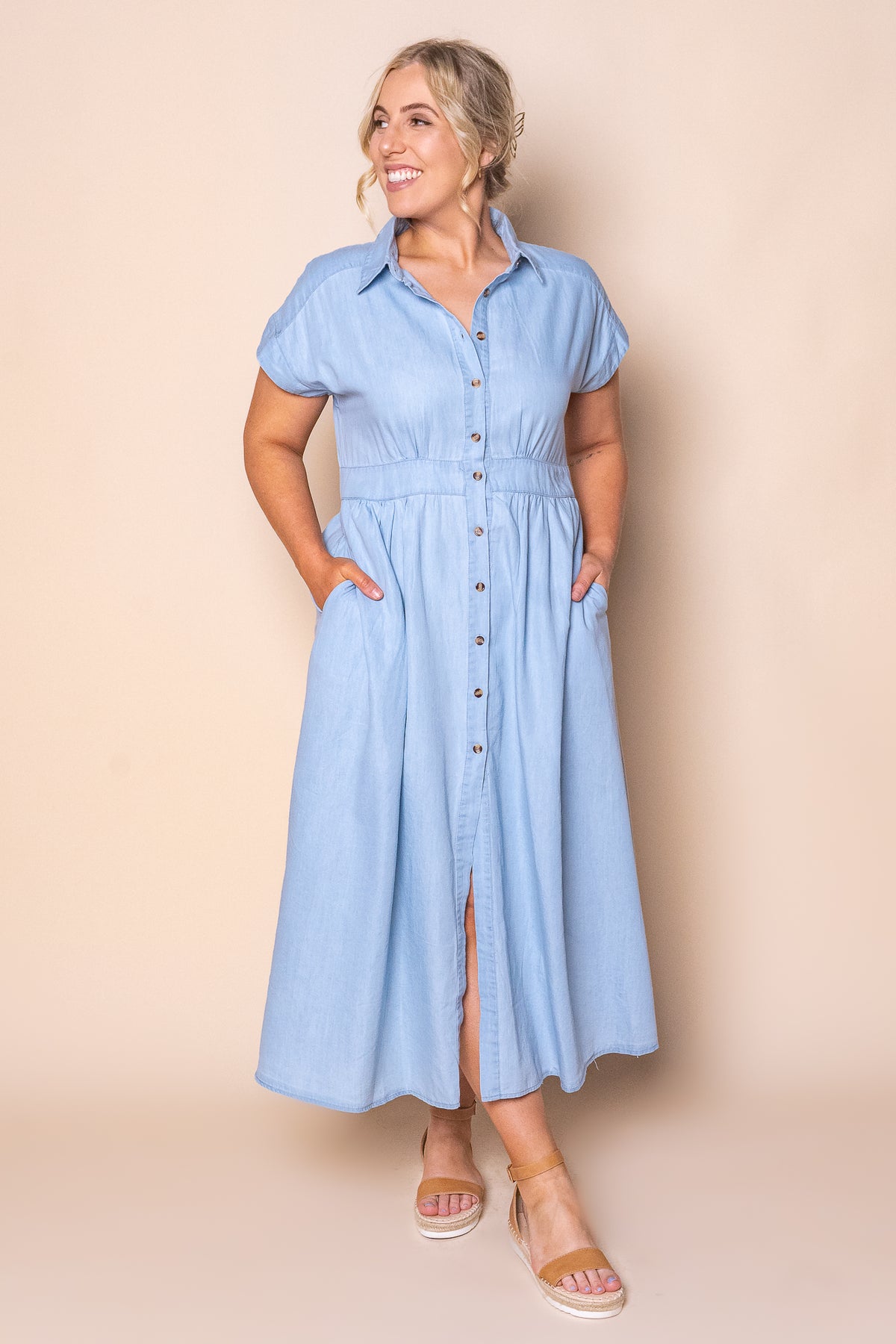 Wynter Midi Dress in Light Blue
