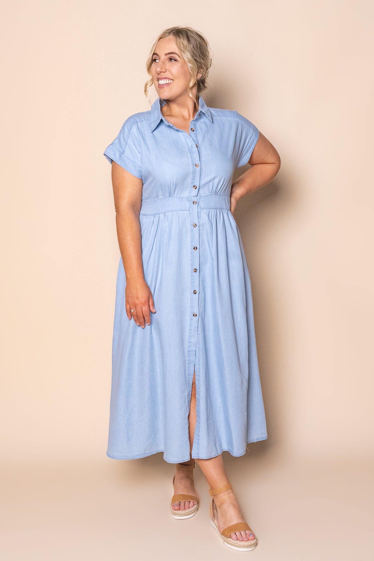 Wynter Midi Dress in Light Blue