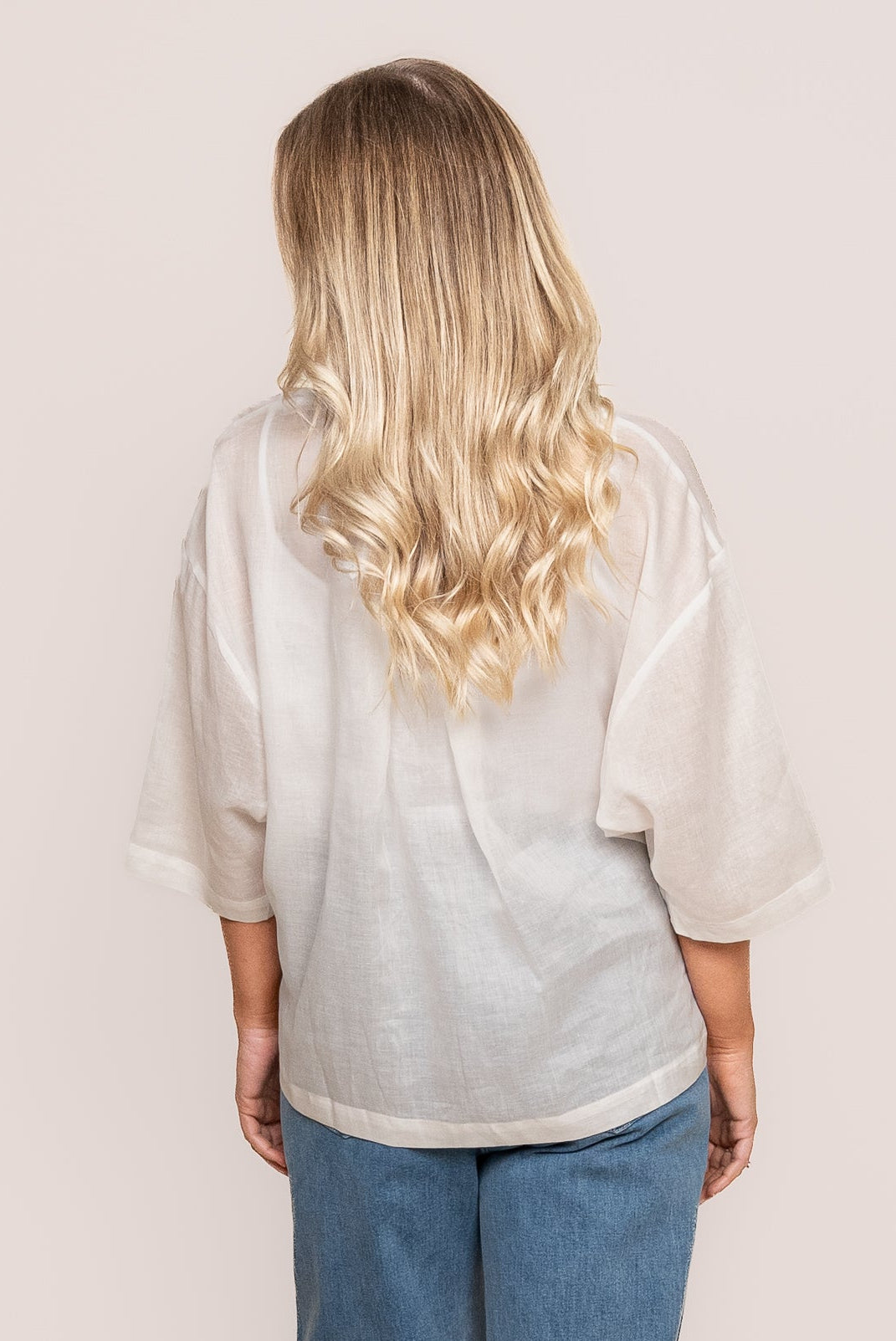 Harrietta Linen Blend Top in White