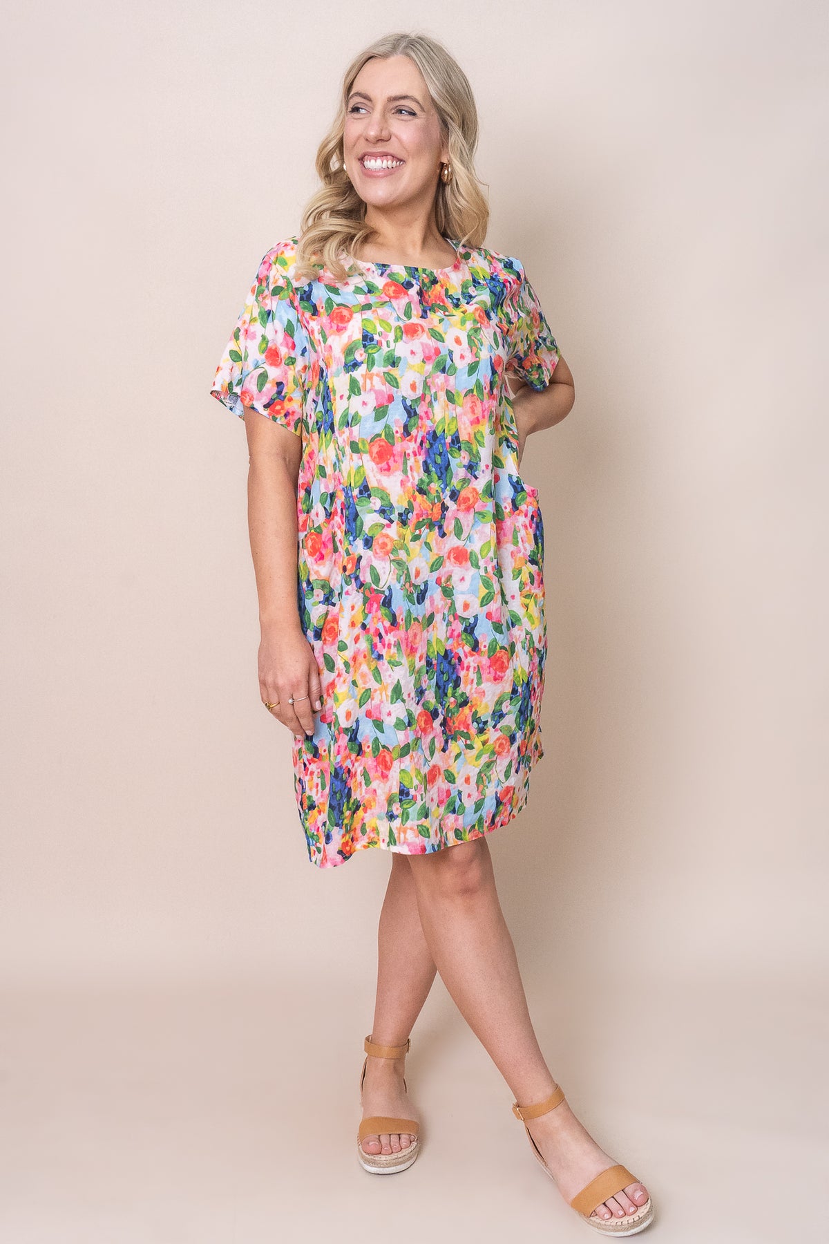 Delaney Dress in Pink Multi